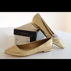 Talbots gold glitter flats